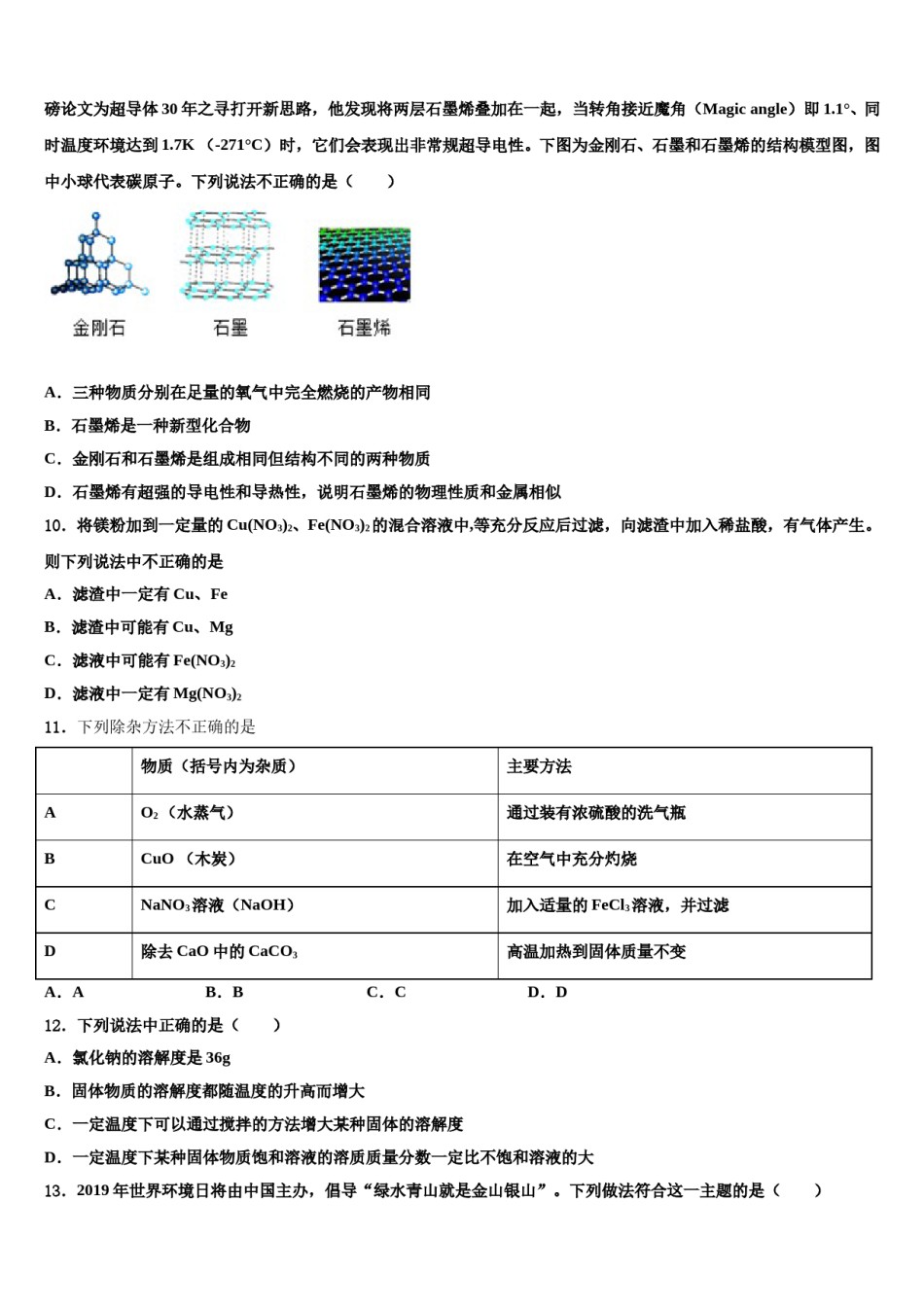 2024届江苏省南京市十三中市级名校中考化学考试模拟冲刺卷含解析.doc_第3页