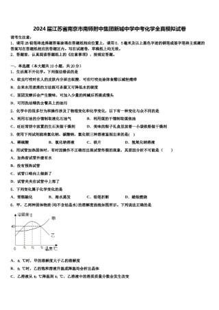 2024届江苏省南京市南师附中集团新城中学中考化学全真模拟试卷含解析.doc
