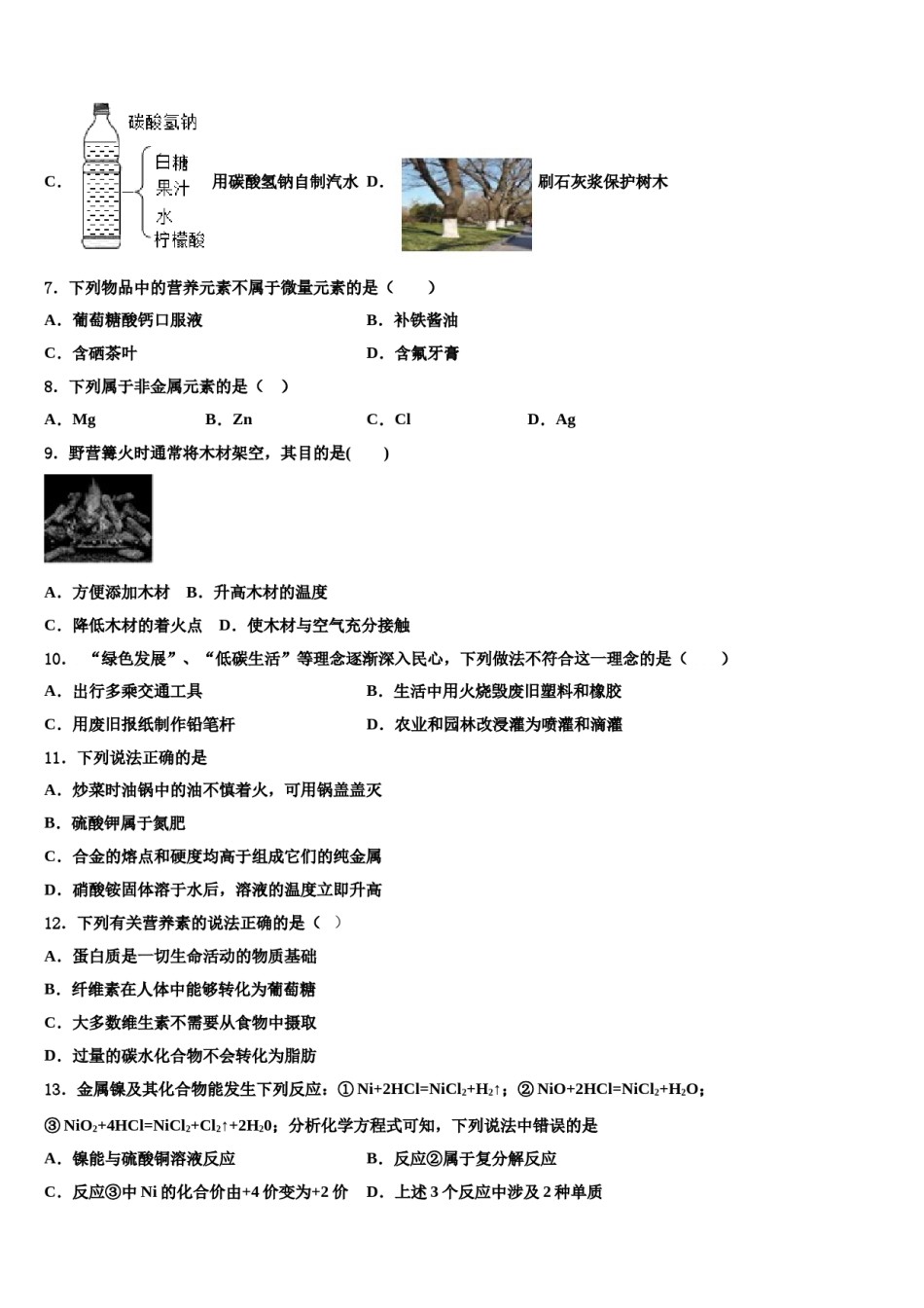 2024届江苏省南通市新桥中学中考一模化学试题含解析.doc_第2页