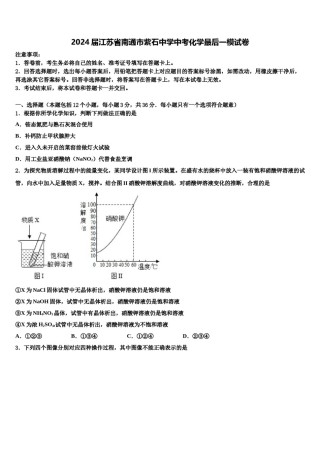 2024届江苏省南通市紫石中学中考化学最后一模试卷含解析.doc