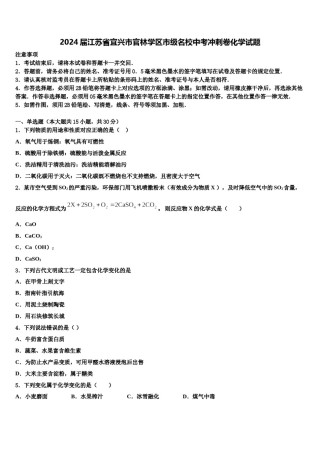 2024届江苏省宜兴市官林学区市级名校中考冲刺卷化学试题含解析.doc