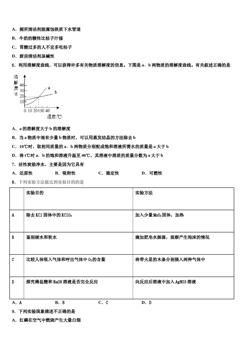 2024届江苏省宿迁青华中学中考五模化学试题含解析.doc_第2页