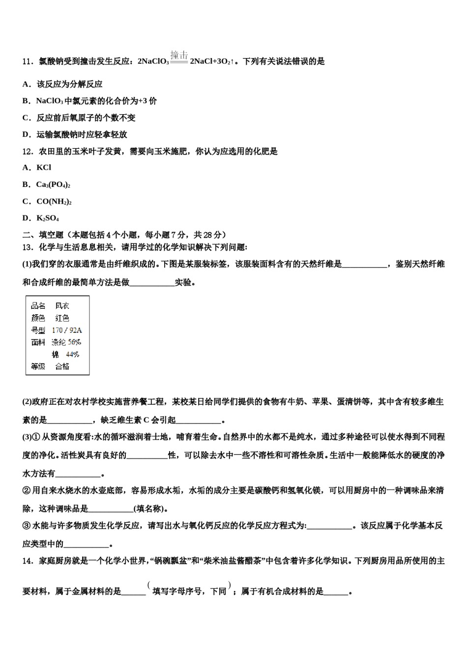 2024届江苏省扬州市江都区实验重点中学中考化学全真模拟试题含解析.doc_第3页