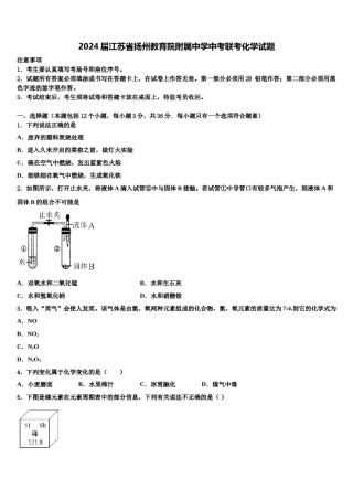 2024届江苏省扬州教育院附属中学中考联考化学试题含解析.doc
