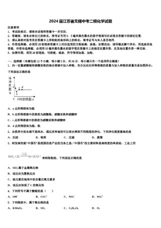 2024届江苏省无锡中考二模化学试题含解析.doc