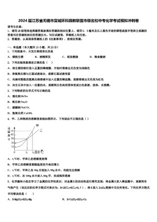 2024届江苏省无锡市宜城环科园教联盟市级名校中考化学考试模拟冲刺卷含解析.doc