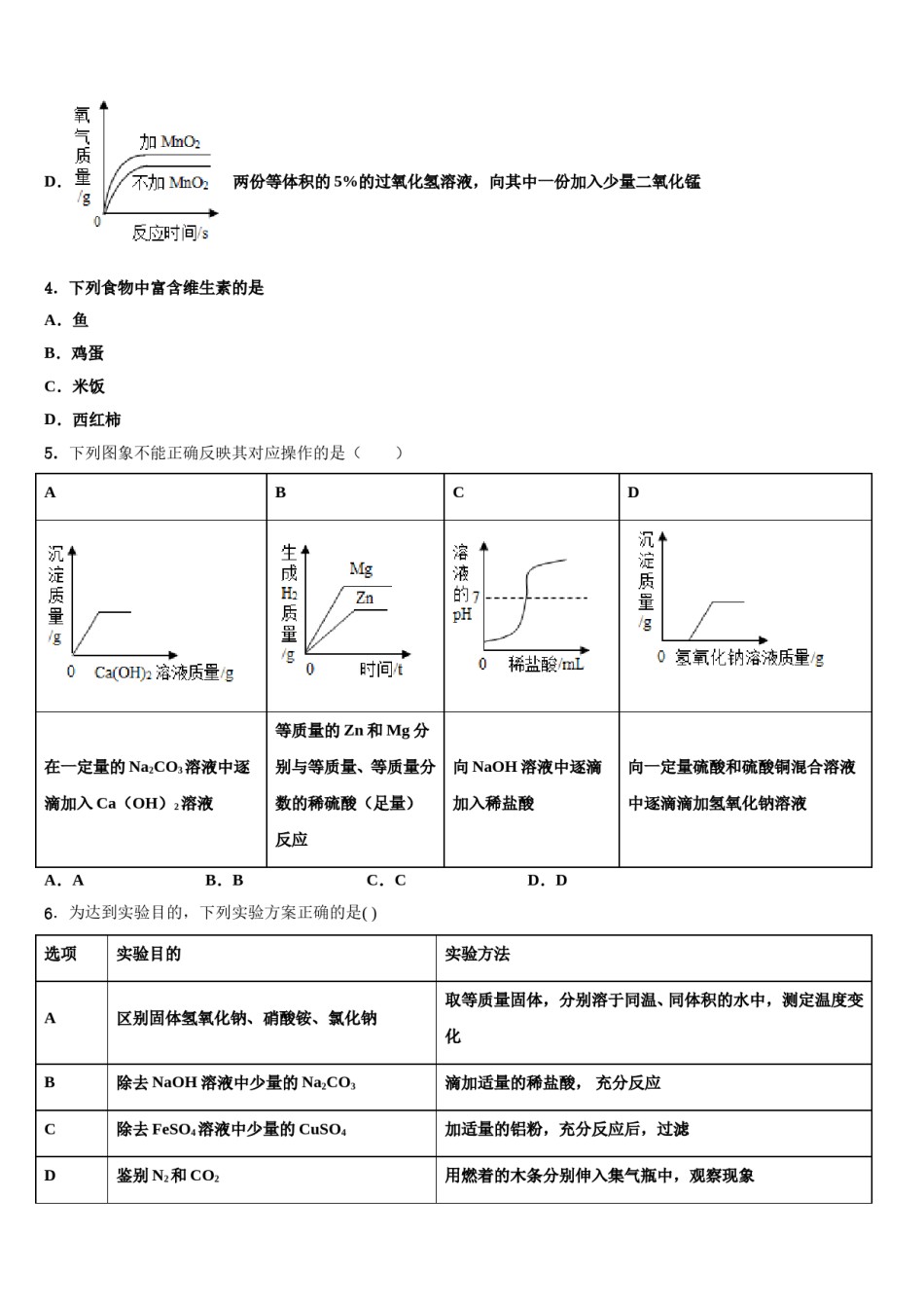 2024届江苏省沛县初中化学毕业考试模拟冲刺卷含解析.doc_第2页