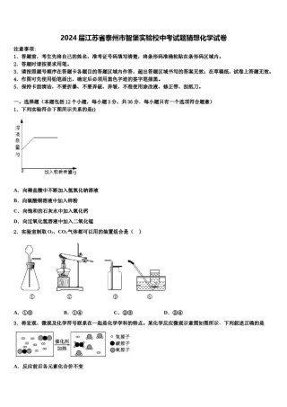 2024届江苏省泰州市智堡实验校中考试题猜想化学试卷含解析.doc