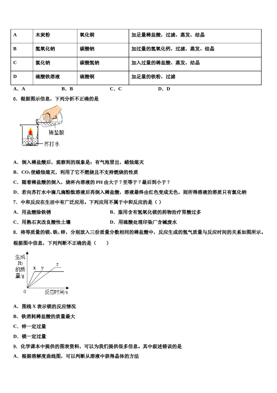 2024届江苏省盐城市东台市第四联盟重点中学中考化学对点突破模拟试卷含解析.doc_第2页