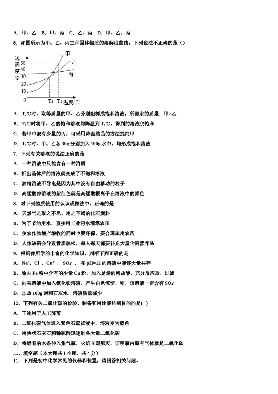2024届江苏省苏州市南环中学中考化学模拟试题含解析.doc_第2页