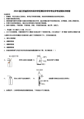 2024届江苏省苏州市吴中学区横泾中学中考化学考试模拟冲刺卷含解析.doc