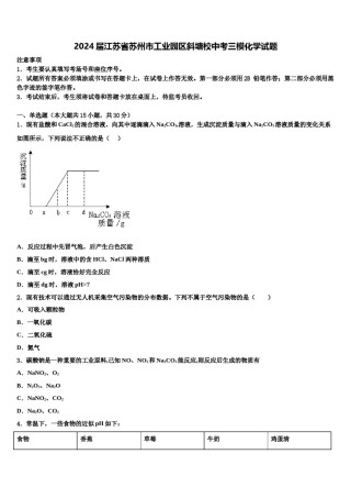 2024届江苏省苏州市工业园区斜塘校中考三模化学试题含解析.doc