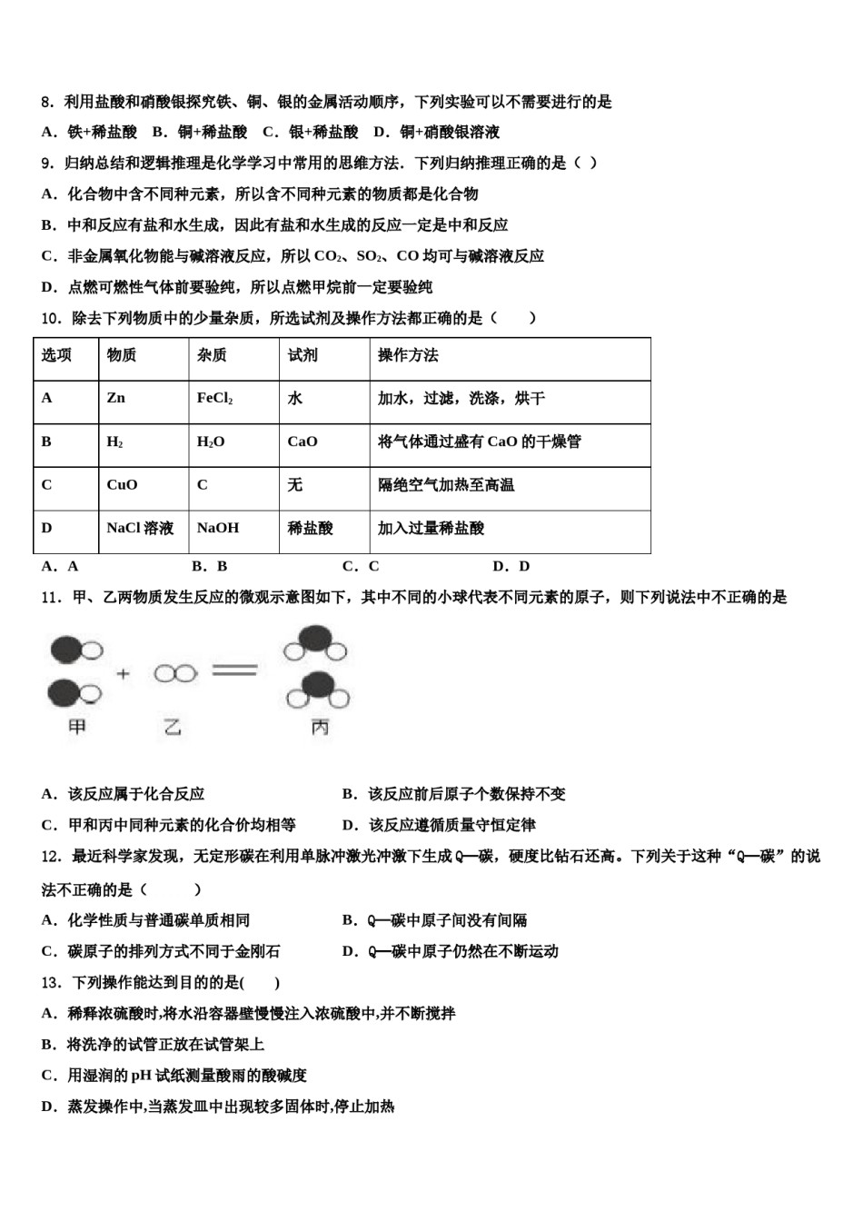 2024届江苏省苏州市重点学校中考化学适应性模拟试题含解析.doc_第3页