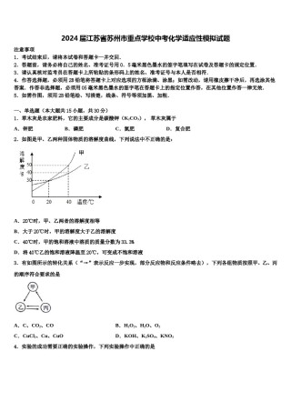 2024届江苏省苏州市重点学校中考化学适应性模拟试题含解析.doc