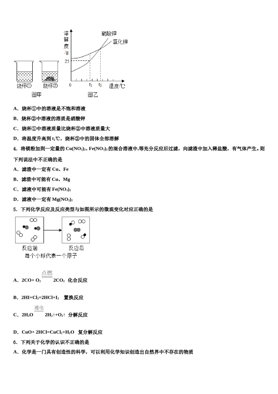 2024届江苏省通州区金郊初级中学中考联考化学试题含解析.doc_第2页
