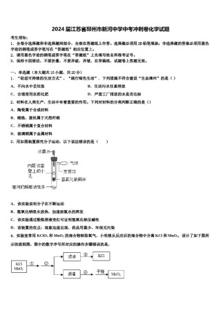 2024届江苏省邳州市新河中学中考冲刺卷化学试题含解析.doc
