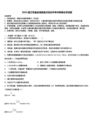 2024届江苏省金湖县重点名校中考冲刺卷化学试题含解析.doc