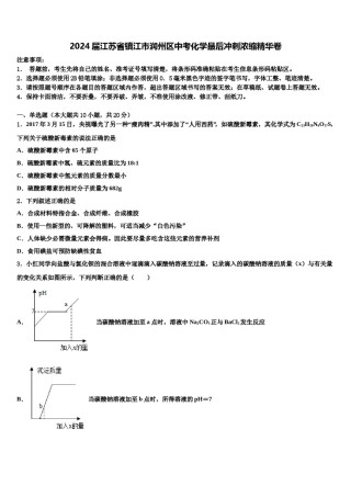 2024届江苏省镇江市润州区中考化学最后冲刺浓缩精华卷含解析.doc