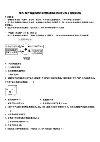 2024届江苏省高邮市车逻镇初级中学中考化学全真模拟试卷含解析.doc