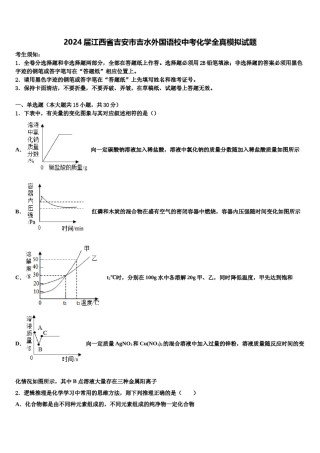 2024届江西省吉安市吉水外国语校中考化学全真模拟试题含解析.doc