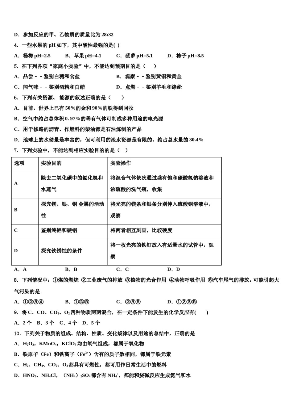 2024届江西省宜春九中学中考押题化学预测卷含解析.doc_第2页