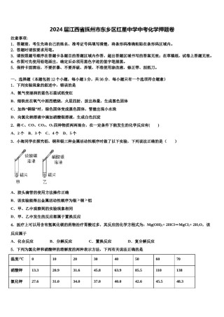 2024届江西省抚州市东乡区红星中学中考化学押题卷含解析.doc