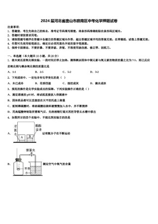 2024届河北省唐山市路南区中考化学押题试卷含解析.doc