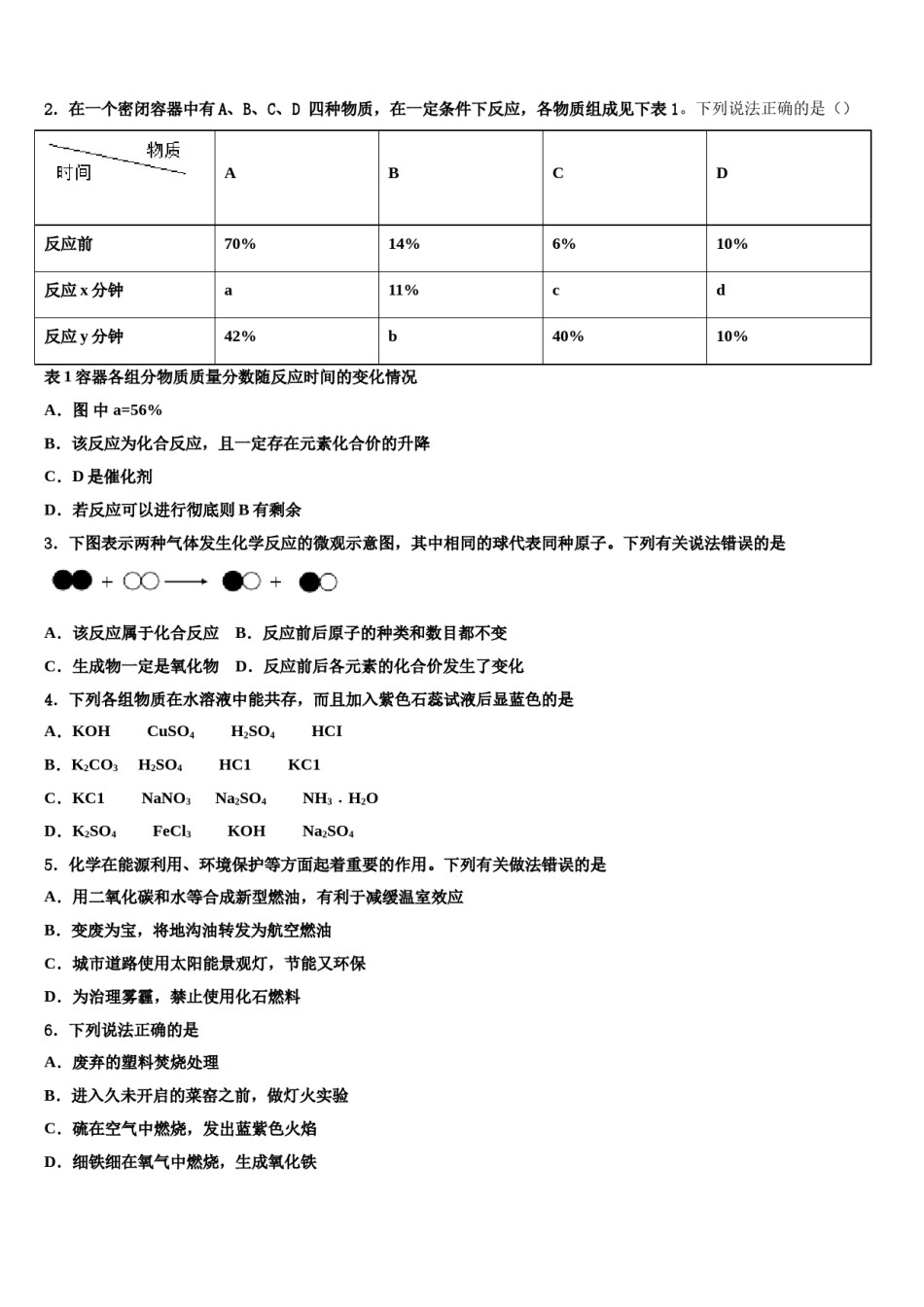 2024届河北省涿州三中学中考考前最后一卷化学试卷含解析.doc_第2页