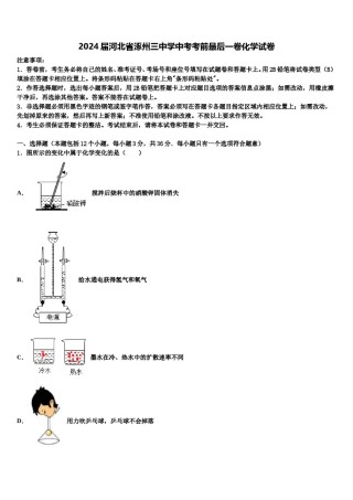 2024届河北省涿州三中学中考考前最后一卷化学试卷含解析.doc