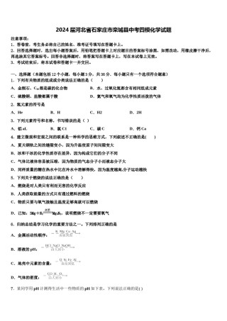 2024届河北省石家庄市栾城县中考四模化学试题含解析.doc