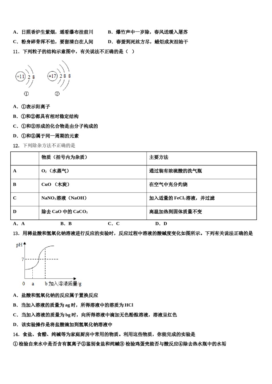 2024届河北省邢台市临西一中学普通班重点名校中考联考化学试卷含解析.doc_第3页