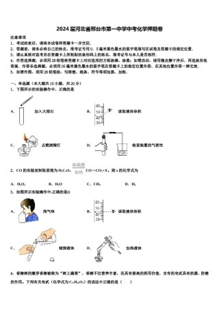 2024届河北省邢台市第一中学中考化学押题卷含解析.doc