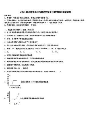 2024届河北省邢台市第八中学十校联考最后化学试题含解析.doc