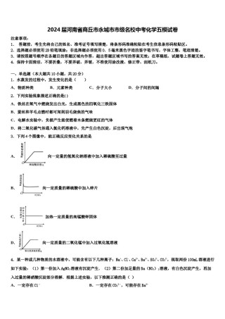 2024届河南省商丘市永城市市级名校中考化学五模试卷含解析.doc