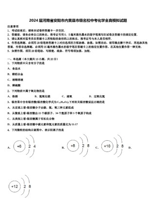 2024届河南省安阳市内黄县市级名校中考化学全真模拟试题含解析.doc