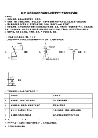 2024届河南省漯河市召陵区许慎中学中考四模化学试题含解析.doc