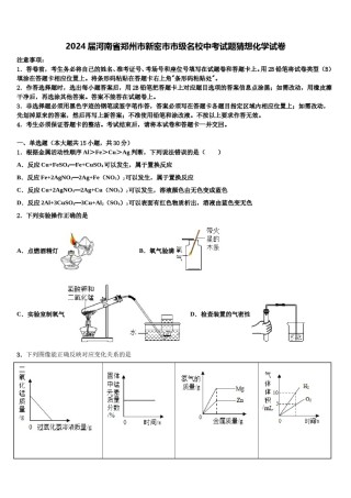2024届河南省郑州市新密市市级名校中考试题猜想化学试卷含解析.doc