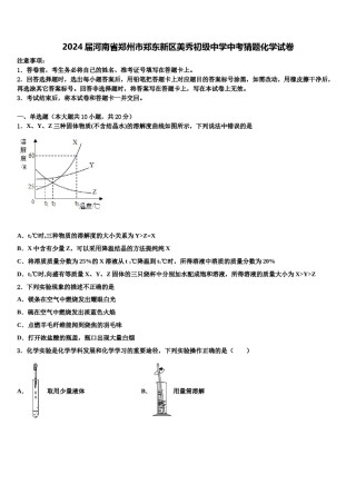 2024届河南省郑州市郑东新区美秀初级中学中考猜题化学试卷含解析.doc