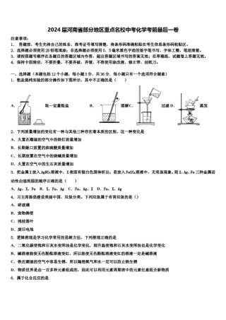 2024届河南省部分地区重点名校中考化学考前最后一卷含解析.doc
