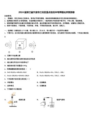 2024届浙江省宁波市江北区重点名校中考押题化学预测卷含解析.doc