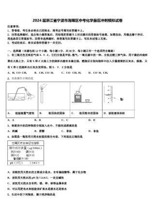 2024届浙江省宁波市海曙区中考化学最后冲刺模拟试卷含解析.doc