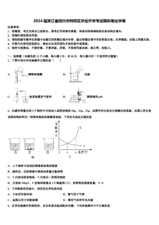 2024届浙江省绍兴市柯桥区毕业升学考试模拟卷化学卷含解析.doc