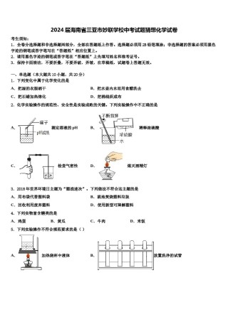2024届海南省三亚市妙联学校中考试题猜想化学试卷含解析.doc
