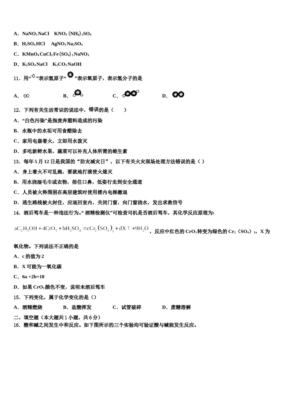 2024届海南省海口市琼山区重点中学毕业升学考试模拟卷化学卷含解析.doc_第3页