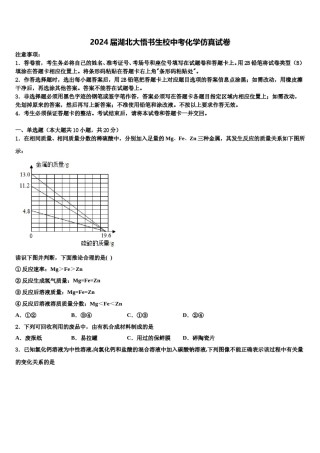 2024届湖北大悟书生校中考化学仿真试卷含解析.doc