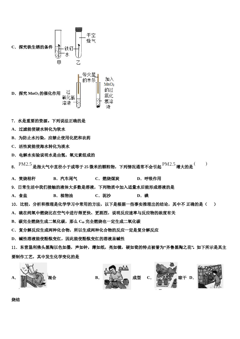 2024届湖北恩施崔坝中学中考化学对点突破模拟试卷含解析.doc_第2页