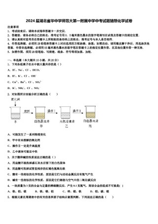 2024届湖北省华中学师范大第一附属中学中考试题猜想化学试卷含解析.doc