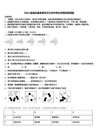 2024届湖北省孝感市汉川市中考化学模拟预测题含解析.doc
