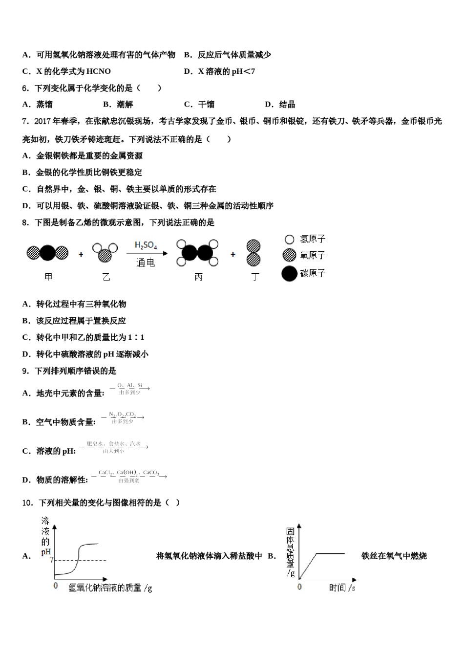 2024届湖北省枣阳市钱岗中学中考一模化学试题含解析.doc_第2页