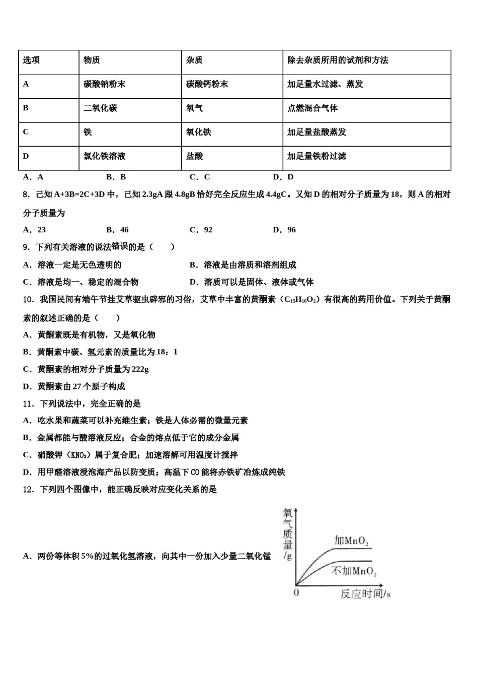 2024届湖北省武汉市达标名校中考化学模拟精编试卷含解析.doc_第3页